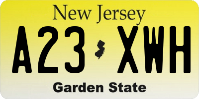 NJ license plate A23XWH