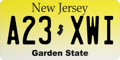 NJ license plate A23XWI