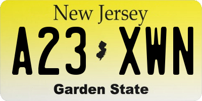 NJ license plate A23XWN