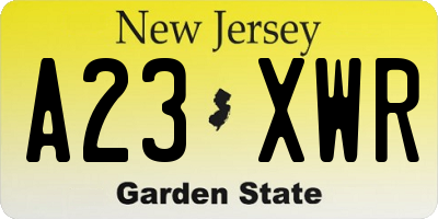 NJ license plate A23XWR