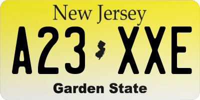NJ license plate A23XXE