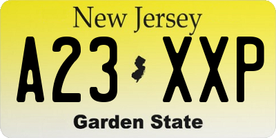 NJ license plate A23XXP