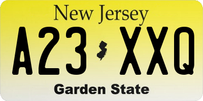 NJ license plate A23XXQ