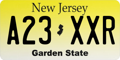 NJ license plate A23XXR