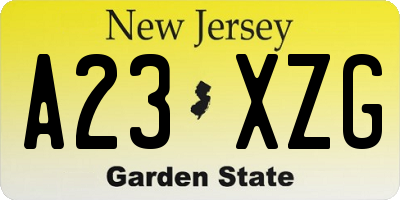 NJ license plate A23XZG