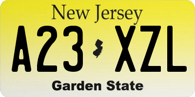 NJ license plate A23XZL