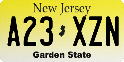 NJ license plate A23XZN