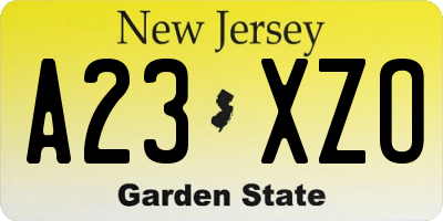 NJ license plate A23XZO