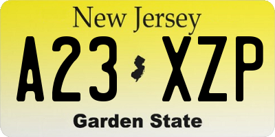NJ license plate A23XZP