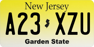 NJ license plate A23XZU