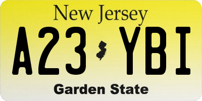 NJ license plate A23YBI