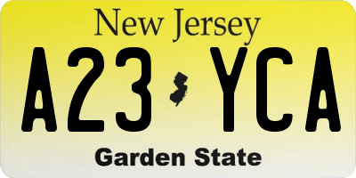NJ license plate A23YCA