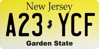 NJ license plate A23YCF