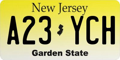 NJ license plate A23YCH