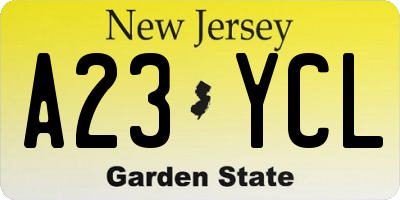NJ license plate A23YCL