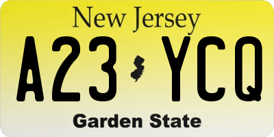 NJ license plate A23YCQ