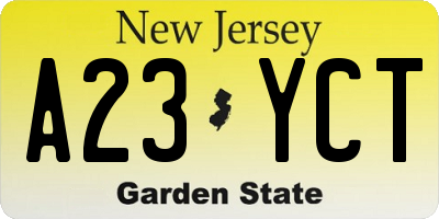 NJ license plate A23YCT