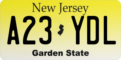 NJ license plate A23YDL
