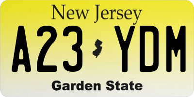 NJ license plate A23YDM