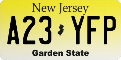 NJ license plate A23YFP