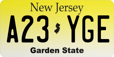 NJ license plate A23YGE