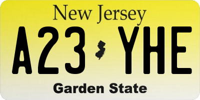 NJ license plate A23YHE