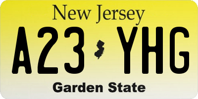 NJ license plate A23YHG