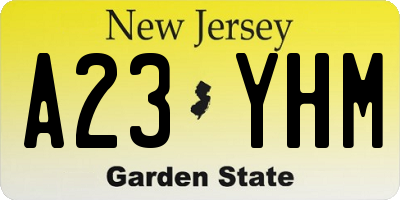 NJ license plate A23YHM