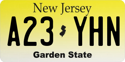 NJ license plate A23YHN