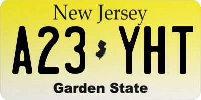 NJ license plate A23YHT