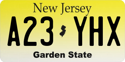 NJ license plate A23YHX