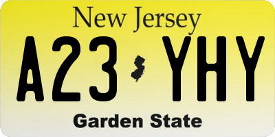 NJ license plate A23YHY