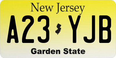 NJ license plate A23YJB