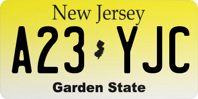 NJ license plate A23YJC