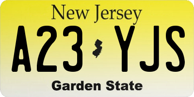 NJ license plate A23YJS