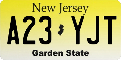 NJ license plate A23YJT
