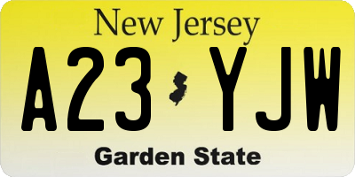 NJ license plate A23YJW