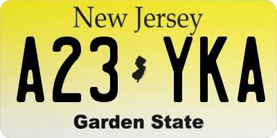 NJ license plate A23YKA