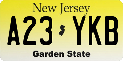 NJ license plate A23YKB