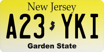 NJ license plate A23YKI