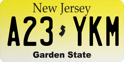 NJ license plate A23YKM