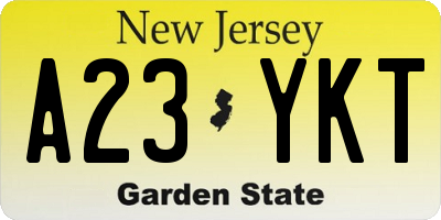 NJ license plate A23YKT