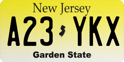 NJ license plate A23YKX