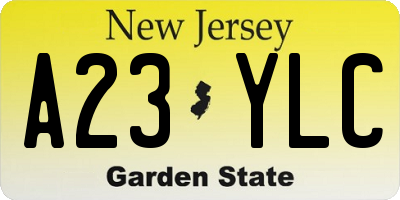 NJ license plate A23YLC