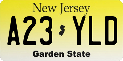 NJ license plate A23YLD