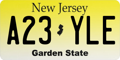 NJ license plate A23YLE