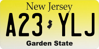 NJ license plate A23YLJ