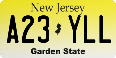NJ license plate A23YLL