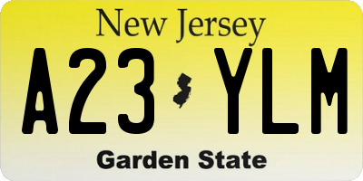 NJ license plate A23YLM