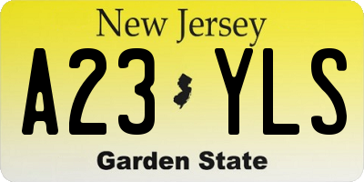 NJ license plate A23YLS